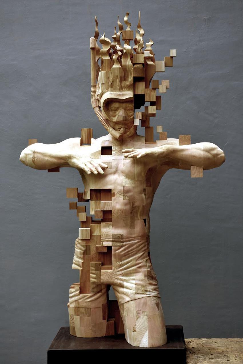 Glitch wood carving, Hsu Tung Han