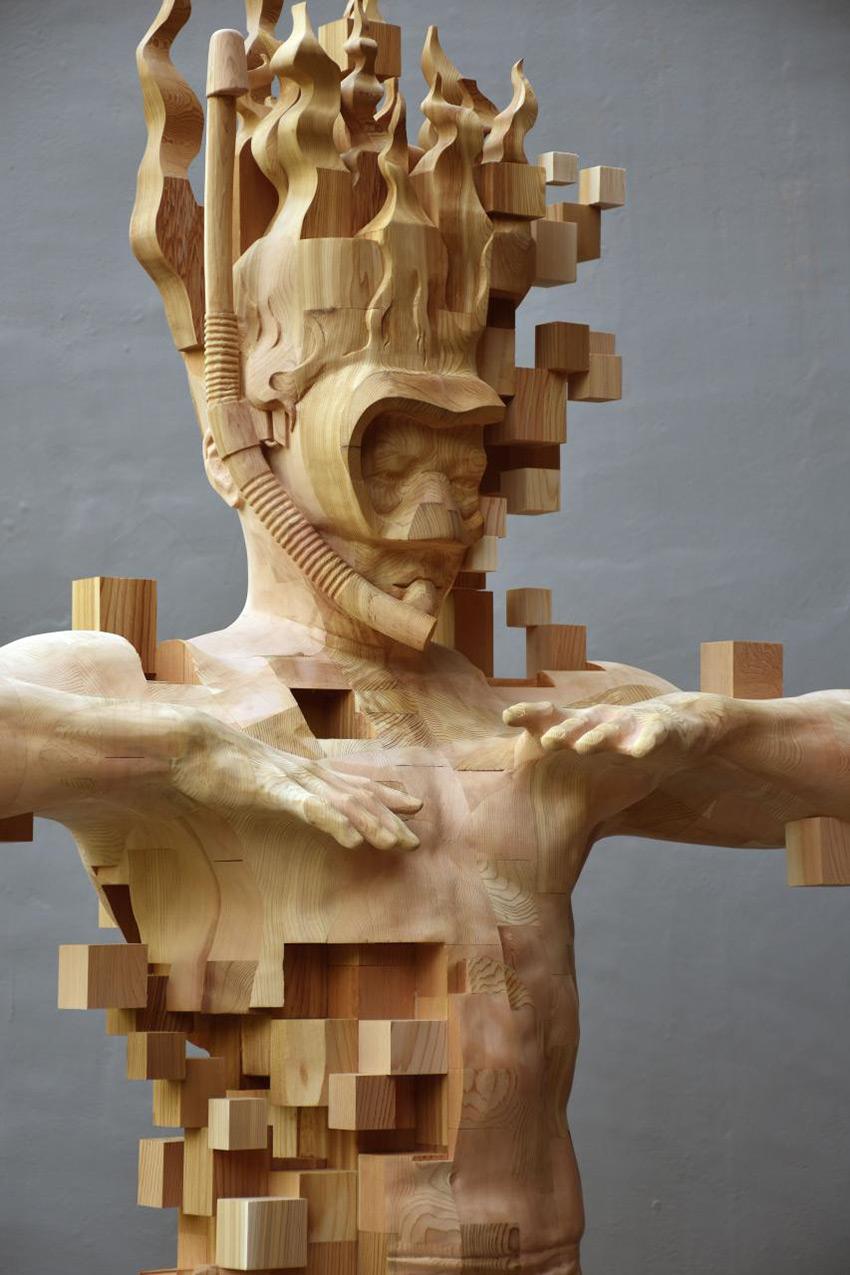 Glitch wood carving, Hsu Tung Han