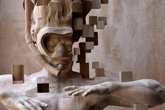 Glitch wood carving, Hsu Tung Han